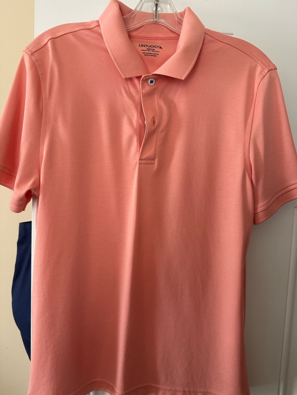 UNTUCKit Men's Coral-Peach Short Sleeve Polo